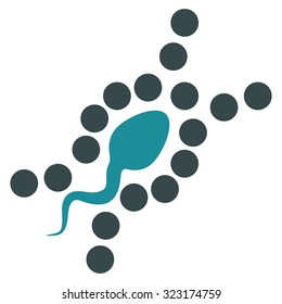 Dna Replication vector icon. Style is bicolor flat symbol, soft blue colors, rounded angles, white background.