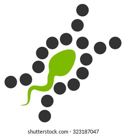 Dna Replication vector icon. Style is bicolor flat symbol, eco green and gray colors, rounded angles, white background.