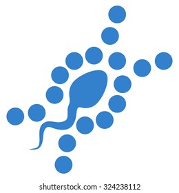 Dna Replication vector icon. Style is flat symbol, cobalt color, rounded angles, white background.