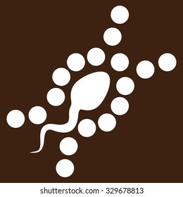 Dna Replication vector icon. Style is flat symbol, white color, rounded angles, brown background.