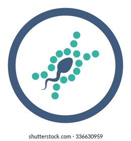 DNA Replication vector icon. Style is bicolor flat rounded symbol, cobalt and cyan colors, rounded angles, white background.