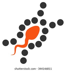 DNA Replication vector icon. Style is bicolor flat symbol, orange and gray colors, rounded angles, white background.