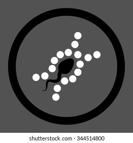 DNA Replication vector icon. Style is bicolor flat rounded symbol, black and white colors, rounded angles, gray background.