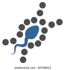 DNA Replication vector icon. Style is bicolor flat symbol, cobalt and gray colors, rounded angles, white background.