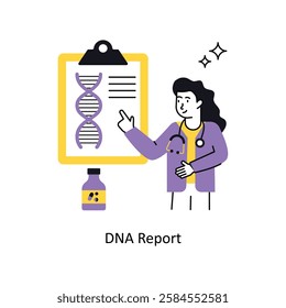 DNA Report Concept vector illustration.  isolated on white Background. 