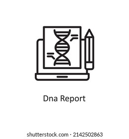 Dna Report  vector Outline Icon Design illustration. Educational Technology Symbol on White background EPS 10 File