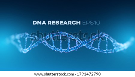 DNA research vector horizontal background. Futuristic medicine genome helix