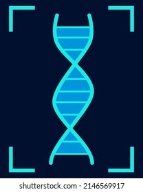 DNA Scan Flat Icon Isolated On Dark Background. Biology Medical Symbol. Health Check Up Web Graphics