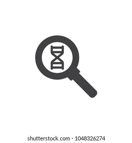 Dna scanning vector icon. filled flat sign for mobile concept and web design. Magnifier and dna structure simple solid icon. Symbol, logo illustration