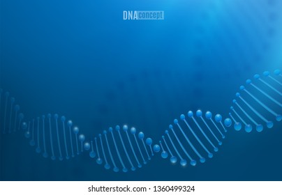 DNA science technology vector background for biomedical, health, chemistry design. Chromosome concept. 3D style pattern in dark blue color.