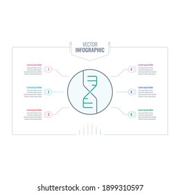 dna, scientific and health infographic template. six-option information template