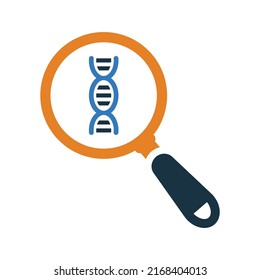DNA, suchen, finden, Wissenschaftssymbol. Einfache bearbeitbare Vektorgrafik.