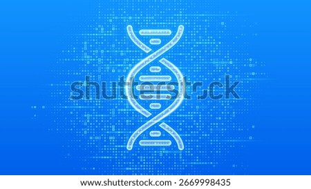 DNA sequence icon. DNA strand. Molecular structure of DNA. Genetic code. Concept of genetics, biotechnology, medical science. Blue medical background made with cross shape symbol. Vector illustration.