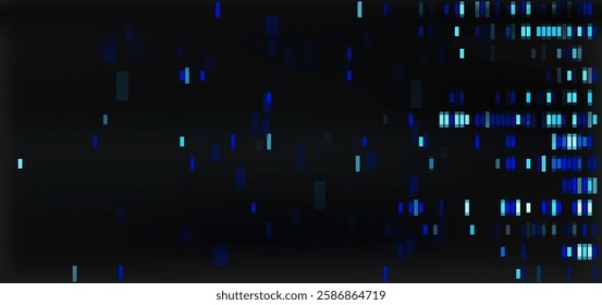 DNA sequence map with genetic data pattern. Abstract chromosome visualization for medical test and analysis. Science and biology bg graphic design with x and y genome evolution. Glitch wallpaper