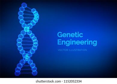 DNA sequence. Wireframe DNA molecules structure mesh. DNA code editable template. Science and Technology concept. Vector illustration.