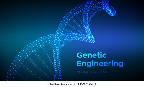 DNA sequence. Wireframe DNA molecules structure mesh. code editable template. Science and Technology concept. Vector illustration.