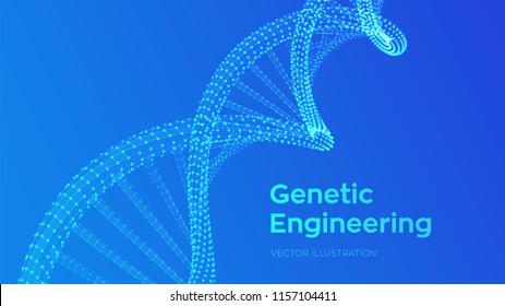 DNA sequence. Wireframe DNA molecules structure mesh. DNA code editable template. Science and Technology concept. Vector illustration.