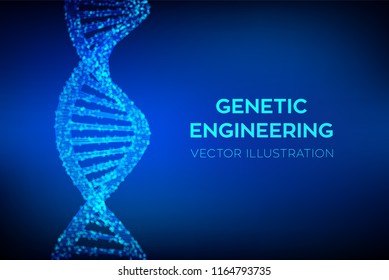 DNA sequence. Wireframe DNA molecules structure mesh. DNA code editable template. Science and Technology concept. Vector illustration.