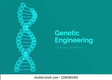 DNA sequence. Wireframe DNA molecules structure mesh. DNA code editable template. Science and Technology concept. Vector illustration.