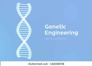 DNA sequence. Wireframe DNA molecules structure mesh. DNA code editable template. Science and Technology concept. Vector illustration.