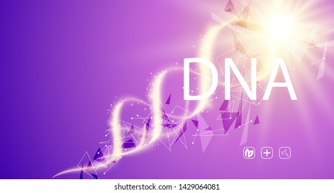 DNA sequence. Wireframe DNA molecules structure. DNA code editable template. Science and Technology concept. Vector illustration.