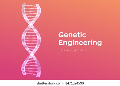 DNA sequence. Wireframe DNA molecules structure mesh. DNA code editable template. Science and Technology concept. Vector illustration.