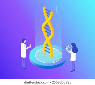 DNA sequence. Wireframe DNA molecules structure mesh. Code editable template. Science and Technology concept. Vector illustration.