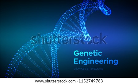 DNA sequence. Wireframe DNA molecules structure mesh. code editable template. Science and Technology concept. Vector illustration.