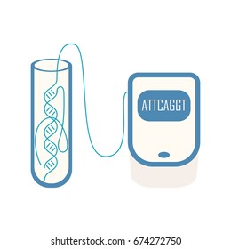 Dna sequencing concept. Stock vector illustration of genome information reading and saving. Medicine and biology series