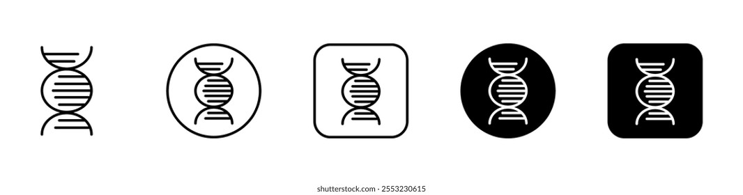 DNA-Set-Symbole. Linearer und Silhouettenstil. Vektorsymbole.