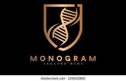 DNA shield or health care protection design vector logo template