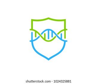 Dna Shield Icon Logo Design Element