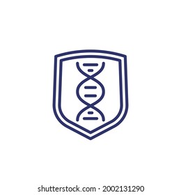 dna and shield line icon