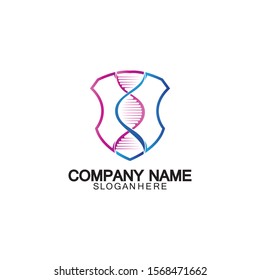 DNA shield logo icon design-vector