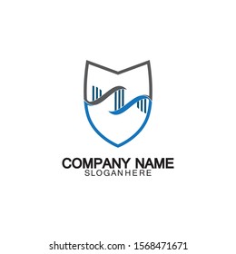 DNA shield logo icon design-vector