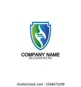 DNA shield logo icon design-vector