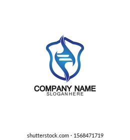 DNA shield logo icon design-vector