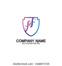 DNA shield logo icon design-vector