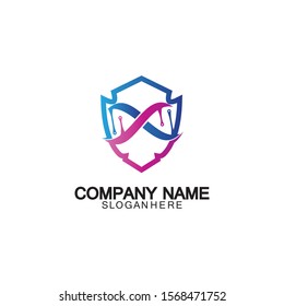 DNA shield logo icon design-vector