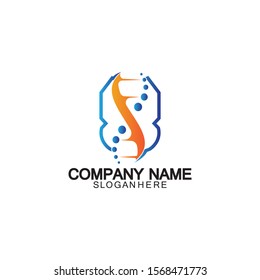 DNA shield logo icon design-vector