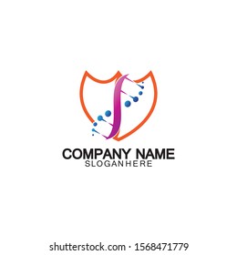 DNA shield logo icon design-vector