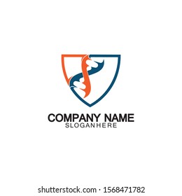 DNA shield logo icon design-vector
