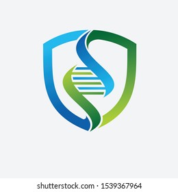 DNA in Shield Vector logo Template