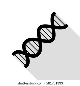 The DNA sign. Black icon with flat style shadow path.