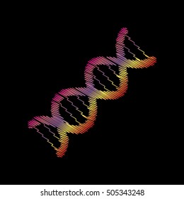 The DNA sign. Coloful chalk effect on black backgound.