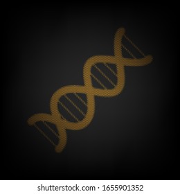 The DNA sign. Icon as grid of small orange light bulb in darkness. Illustration.