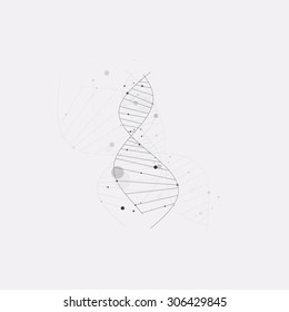 DNA sign on the gray background. Abstract symbol concept.