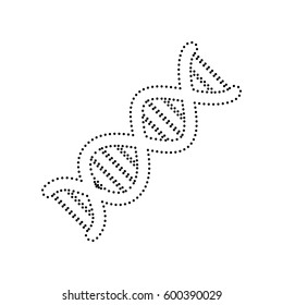 The DNA sign. Vector. Black dotted icon on white background. Isolated.