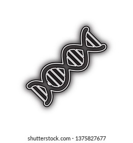 The DNA sign. Vector. Double contour black icon with soft shadow at white background. Isolated.