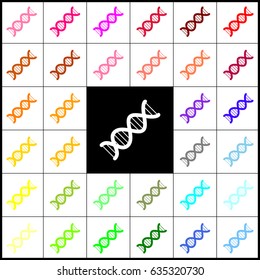 The DNA sign. Vector. Felt-pen 33 colorful icons at white and black backgrounds. Colorfull.